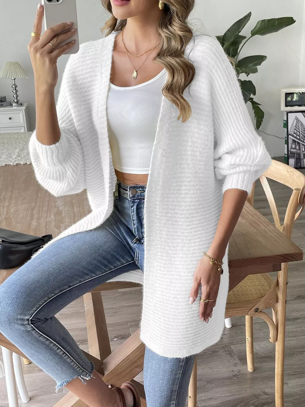 Open Front Drop Shoulder Cardigan, image 11