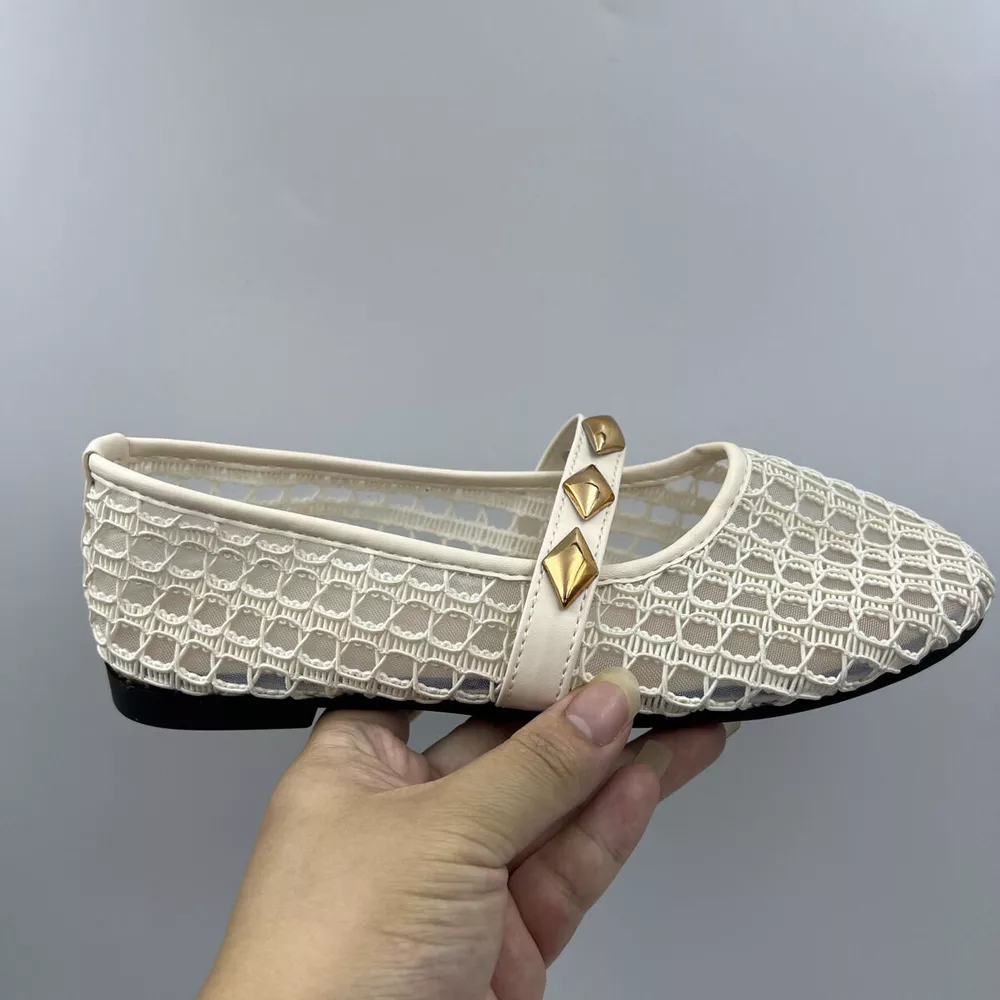 Breathable Mesh Loafers with Decorative Gold Studded Straps, image 9