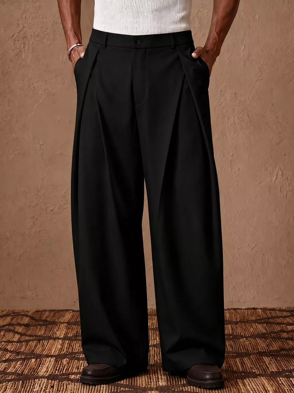 Men's High-Waisted Wide-Leg Pleated Dress Pants, image 4