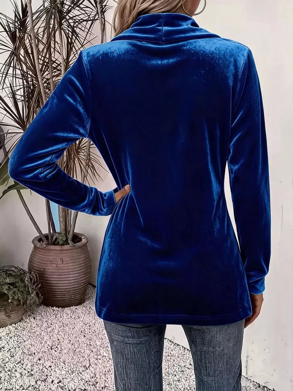 Full Size Velvet Open-Front Cardigan Plus Size, image 2