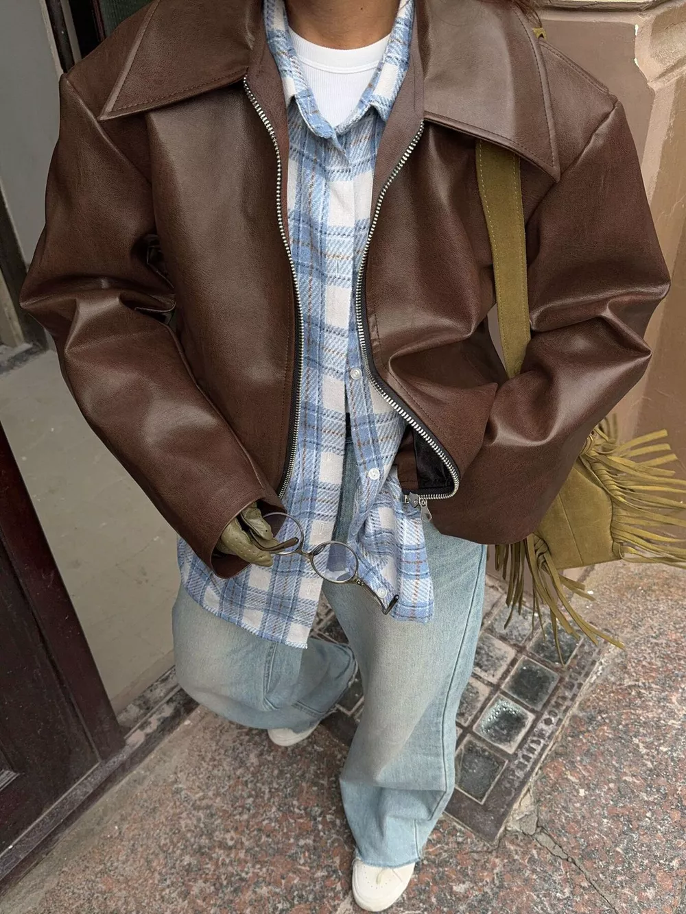 Faux Leather Zip Up Jacket, image 3