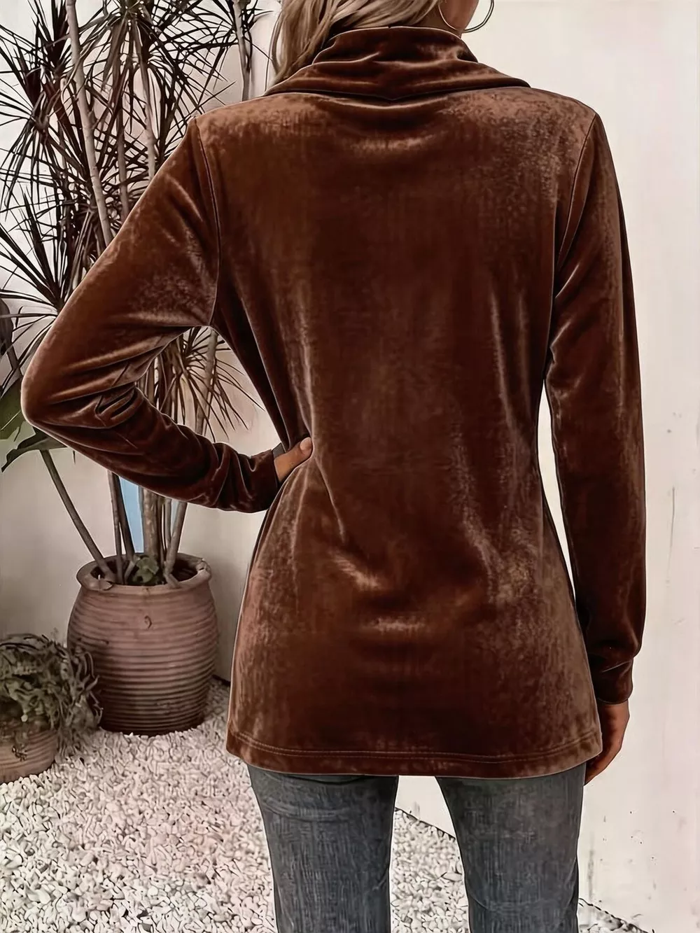 Full Size Velvet Open-Front Cardigan Plus Size, image 4
