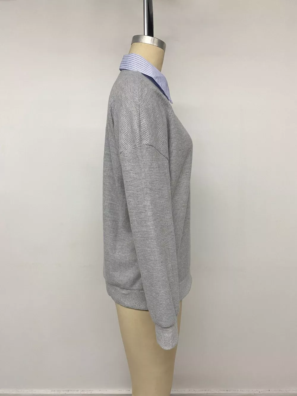 Striped Collar Dropped Shoulder Sweatshirt, image 15