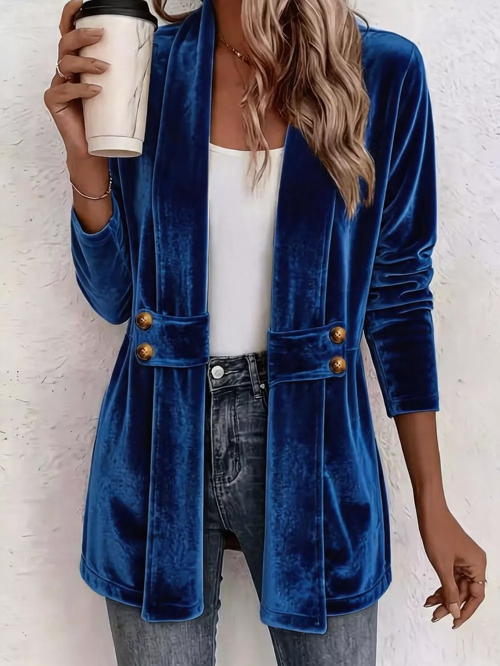 Full Size Velvet Open-Front Cardigan Plus Size, image 13