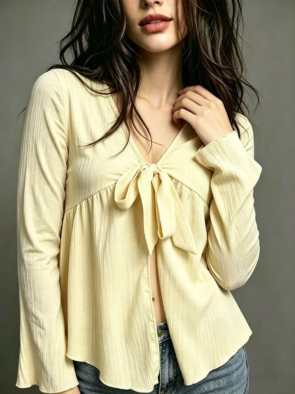Tie-Front Flare Sleeve Blouse, image 8