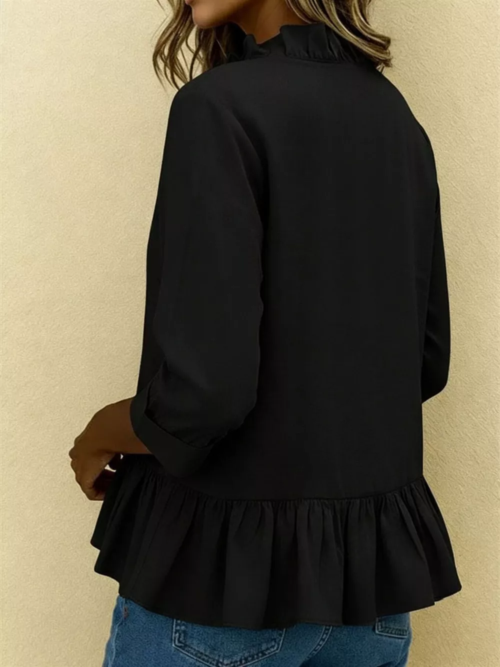 Full Size Ruffled V-Neck Long Sleeve Blouse Plus Size, image 12