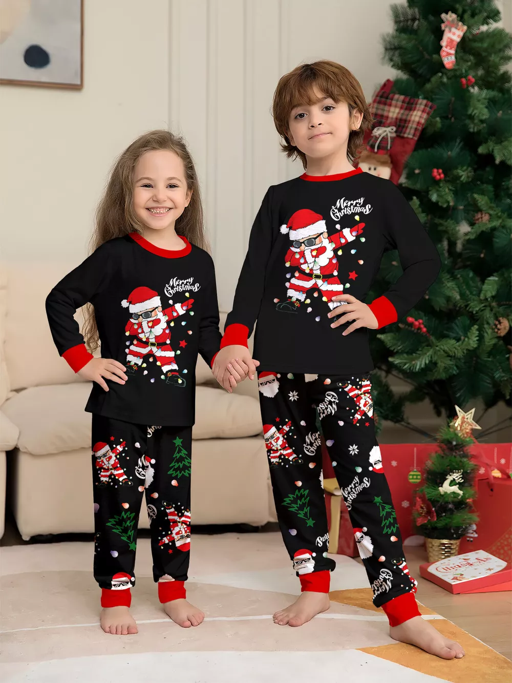 Full Size Family Matching Christmas Santa Pajamas Set Plus Size, image 8