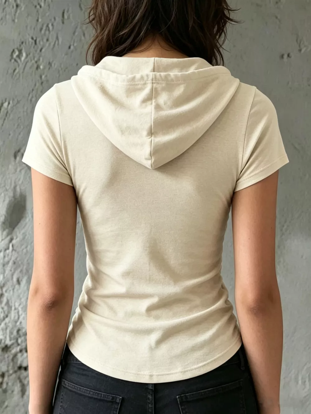 Ruched Short Sleeve Hooded T-Shirt, image 3