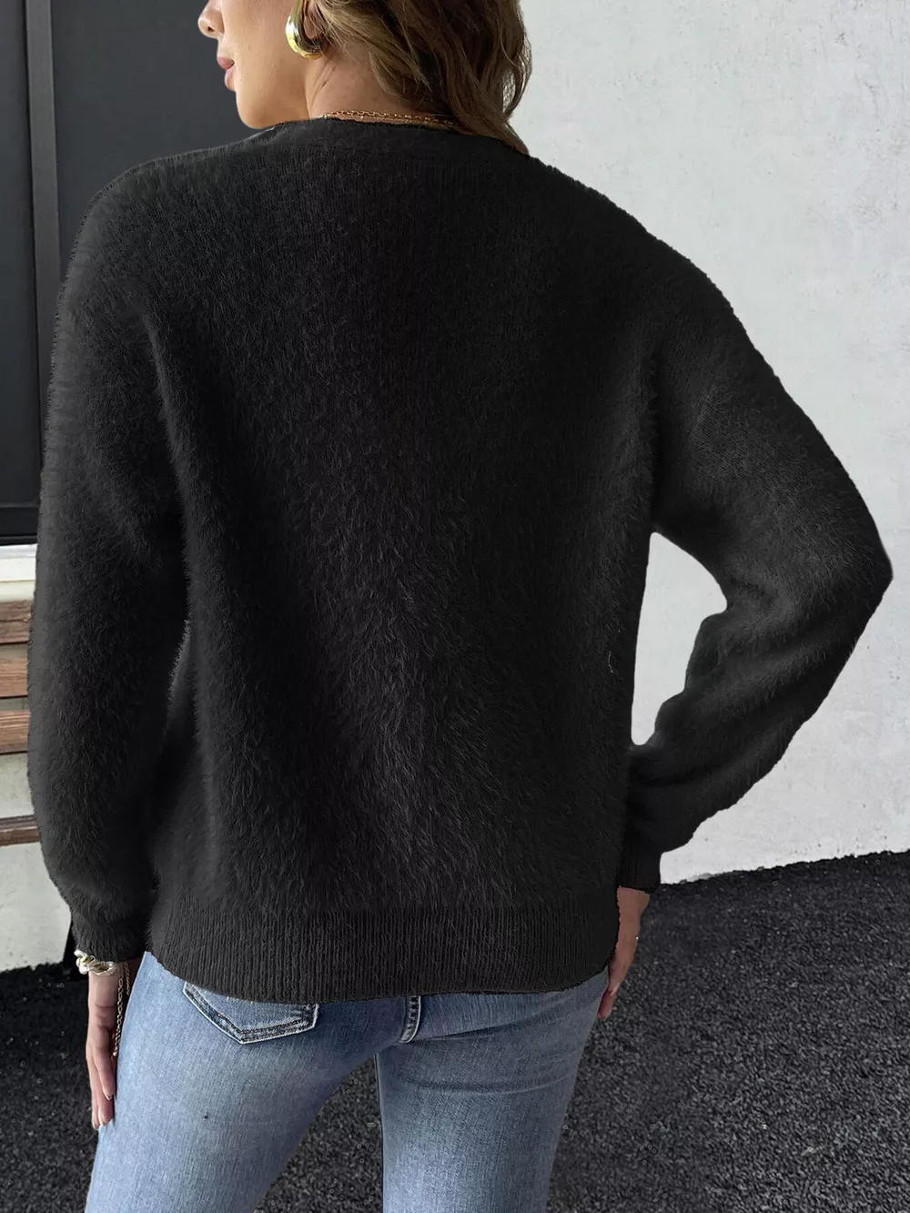 Strawberry Fuzzy Knit Cardigan, image 8
