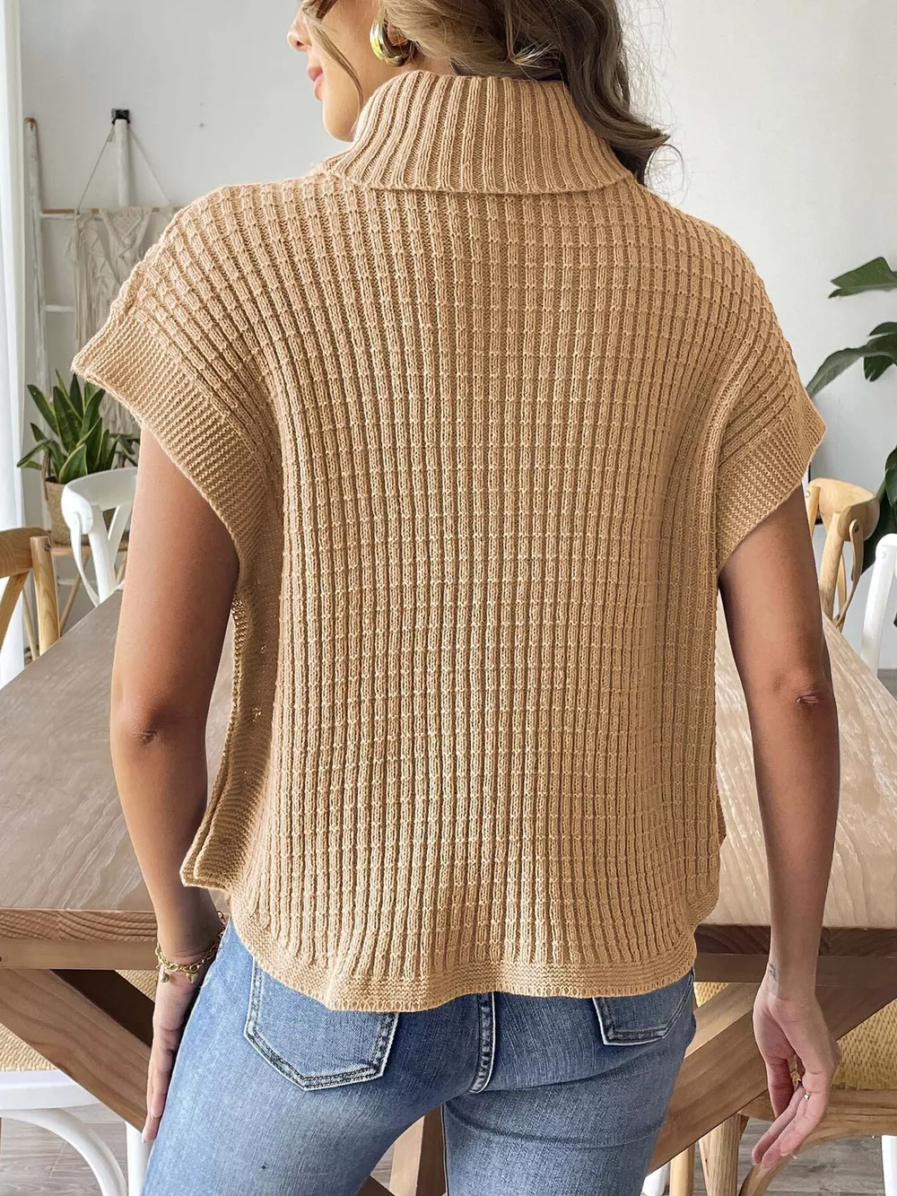 Ribbed Turtleneck Sweater with Side Button Detail, image 10