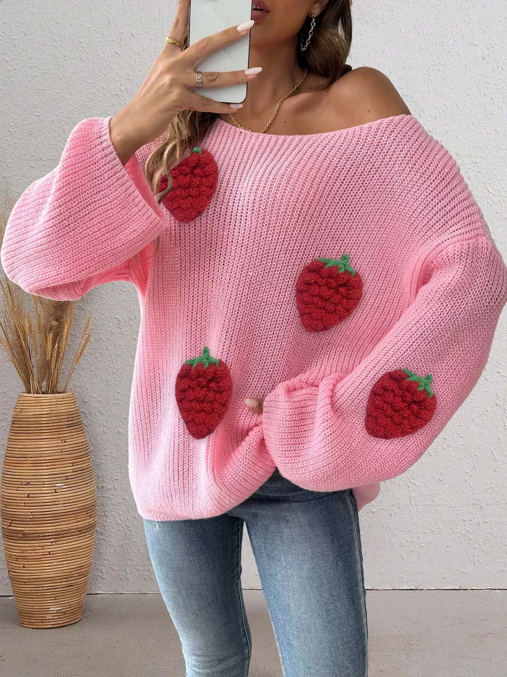 Strawberry Applique Oversized Sweater, image 11