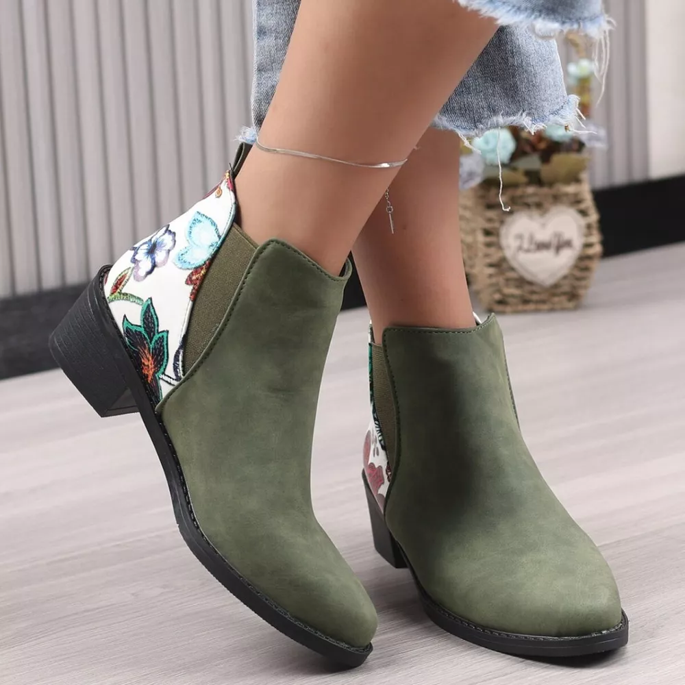 Point Toe Block Heels Ankle Boots, image 2