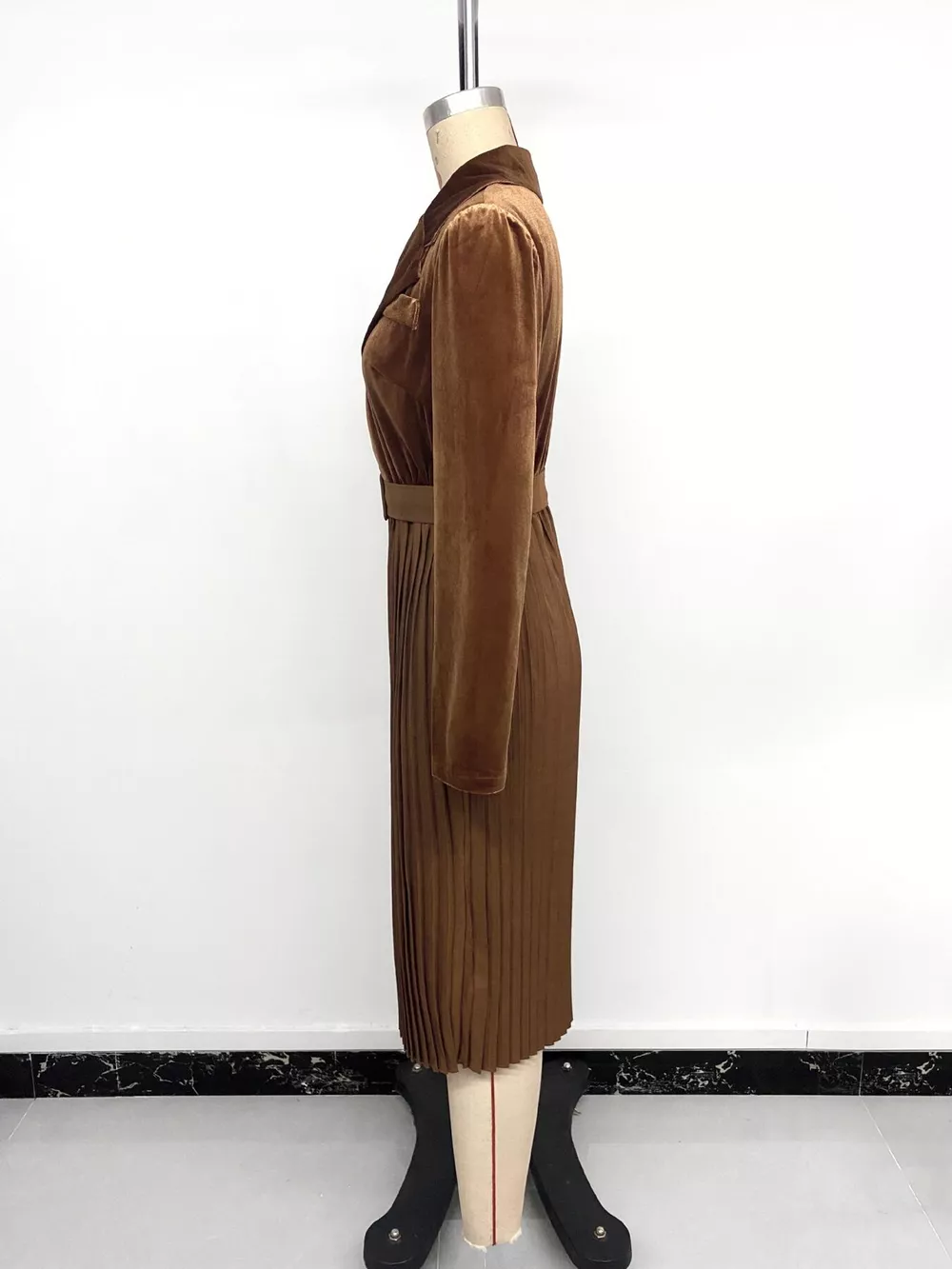 Velvet Pleated Midi Blazer Dress, image 17