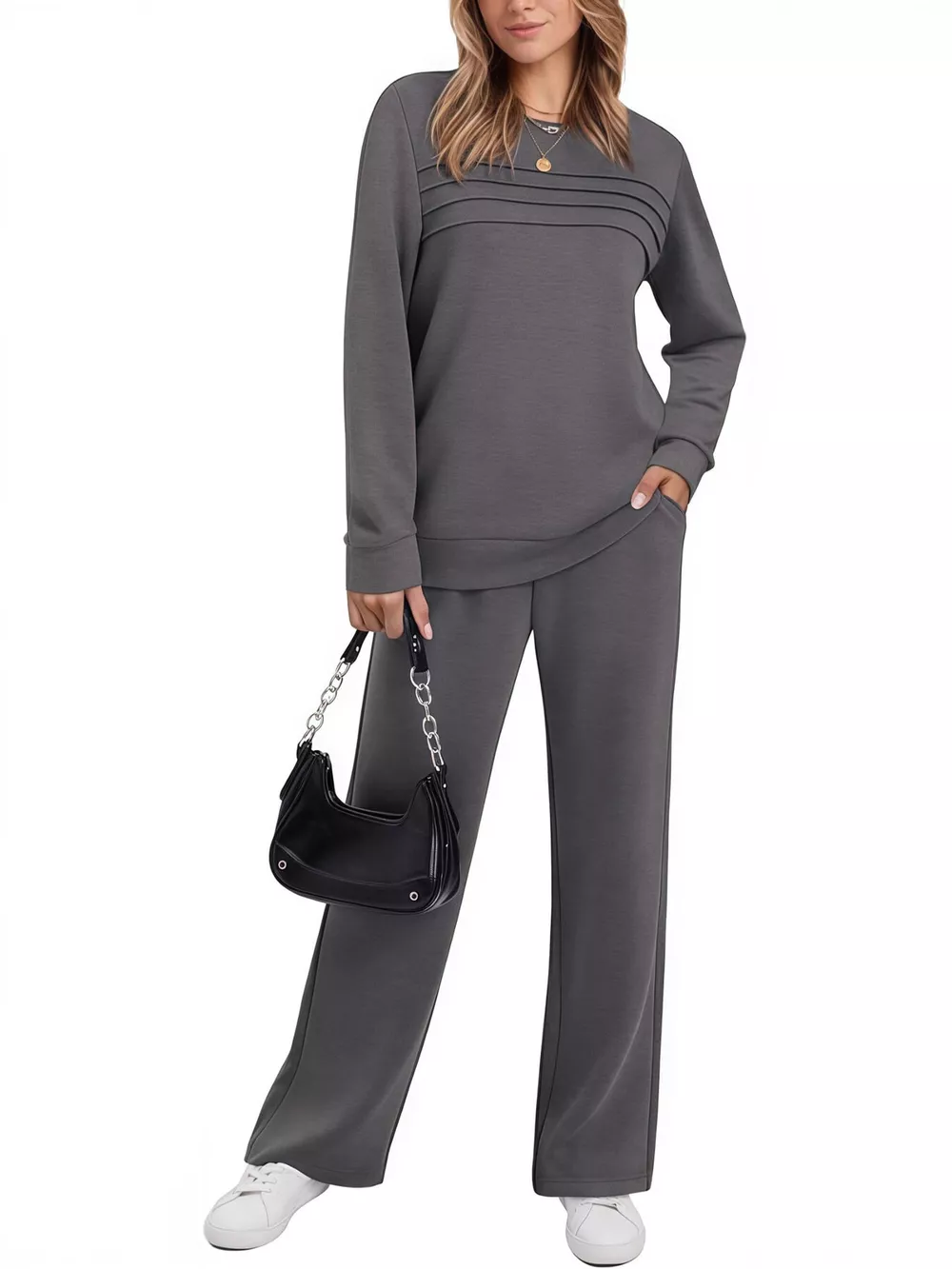 Full Size Casual Long Sleeve Top and Pants Set Plus Size, image 17