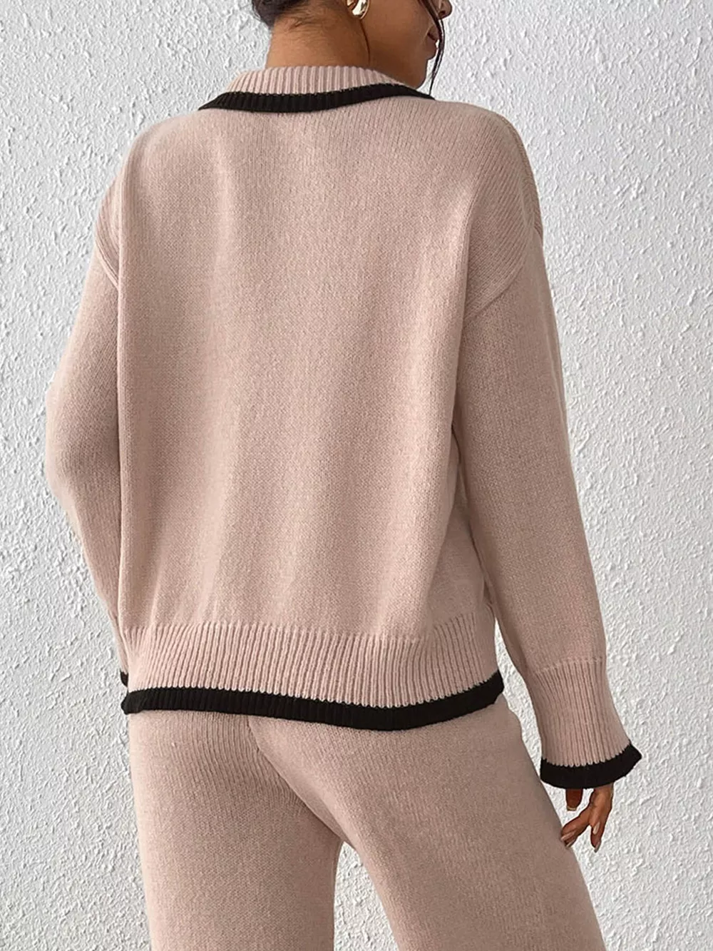 Contrast Trim Polo Collar Sweater, image 5