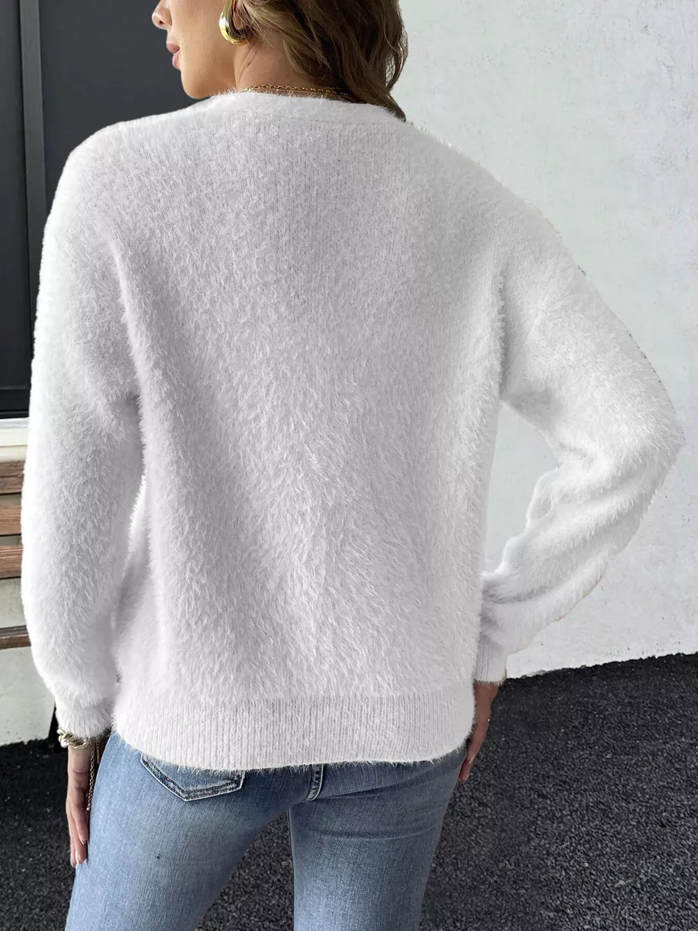 Strawberry Fuzzy Knit Cardigan, image 11