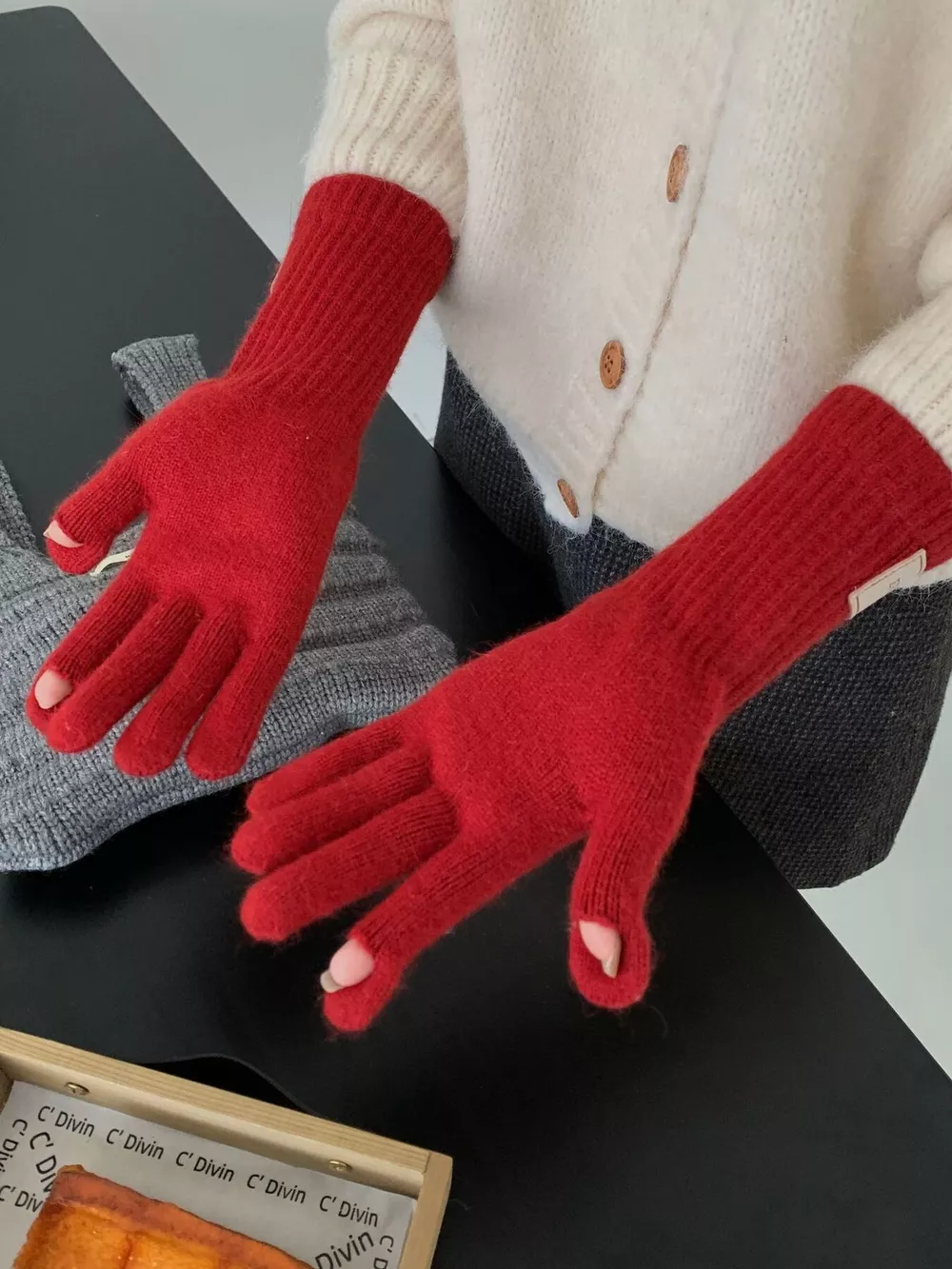 Warm Knitted Full Finger Coverage Gloves, image 4