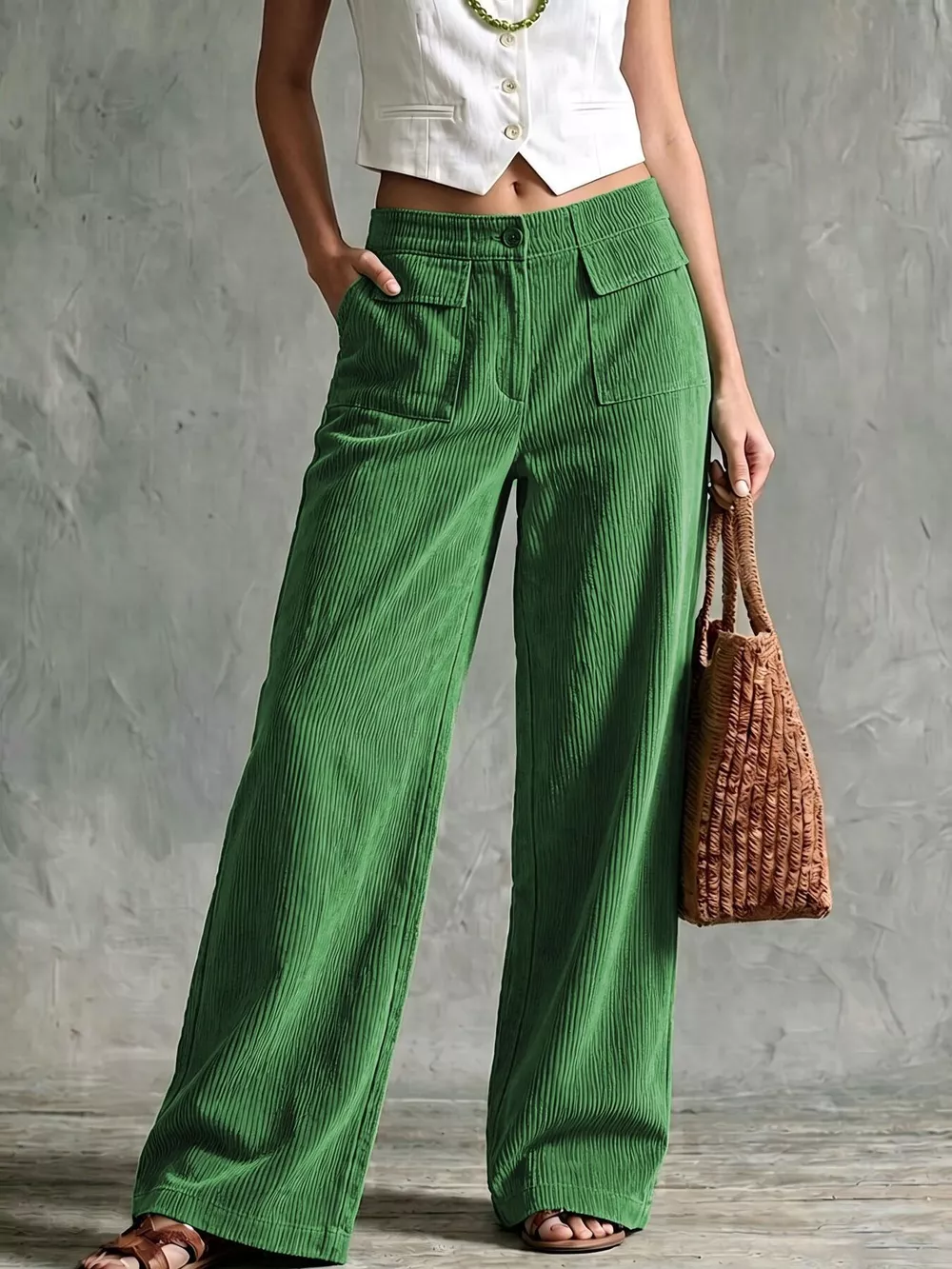 Full Size Wide-Leg Corduroy Pants Plus Size, image 9