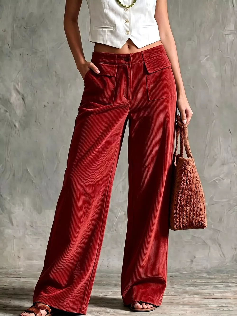 Full Size Wide-Leg Corduroy Pants Plus Size, image 10