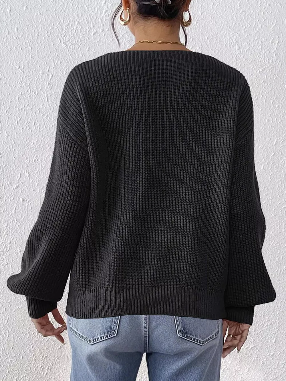 Bow-Tie Sleeve V-Neck Sweater, image 10