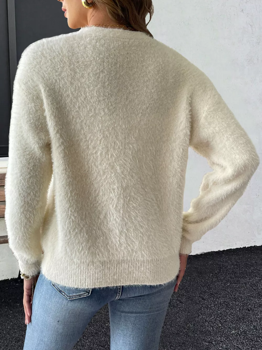 Strawberry Fuzzy Knit Cardigan, image 5