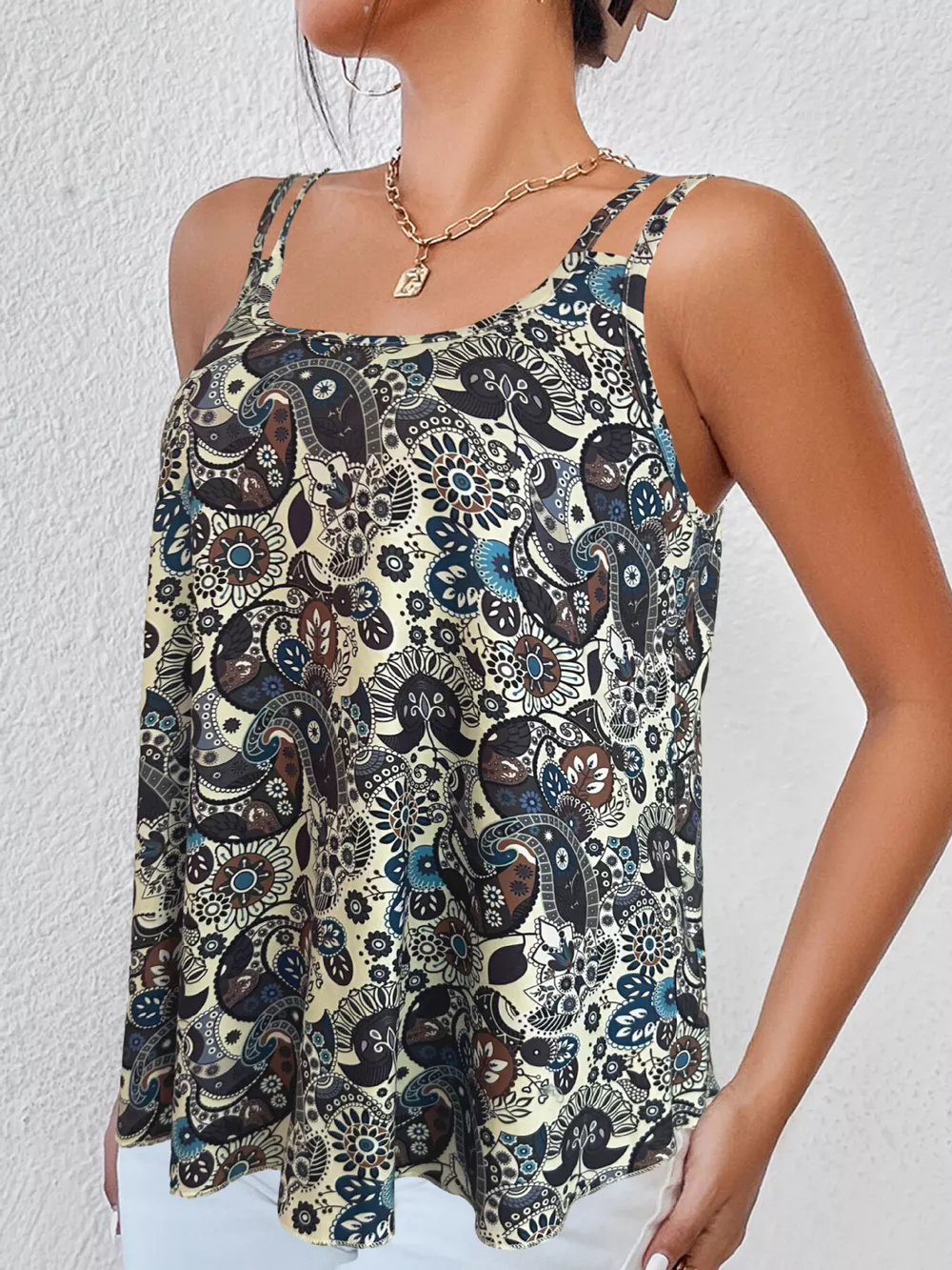 Paisley Print Round Neck Tank, image 5