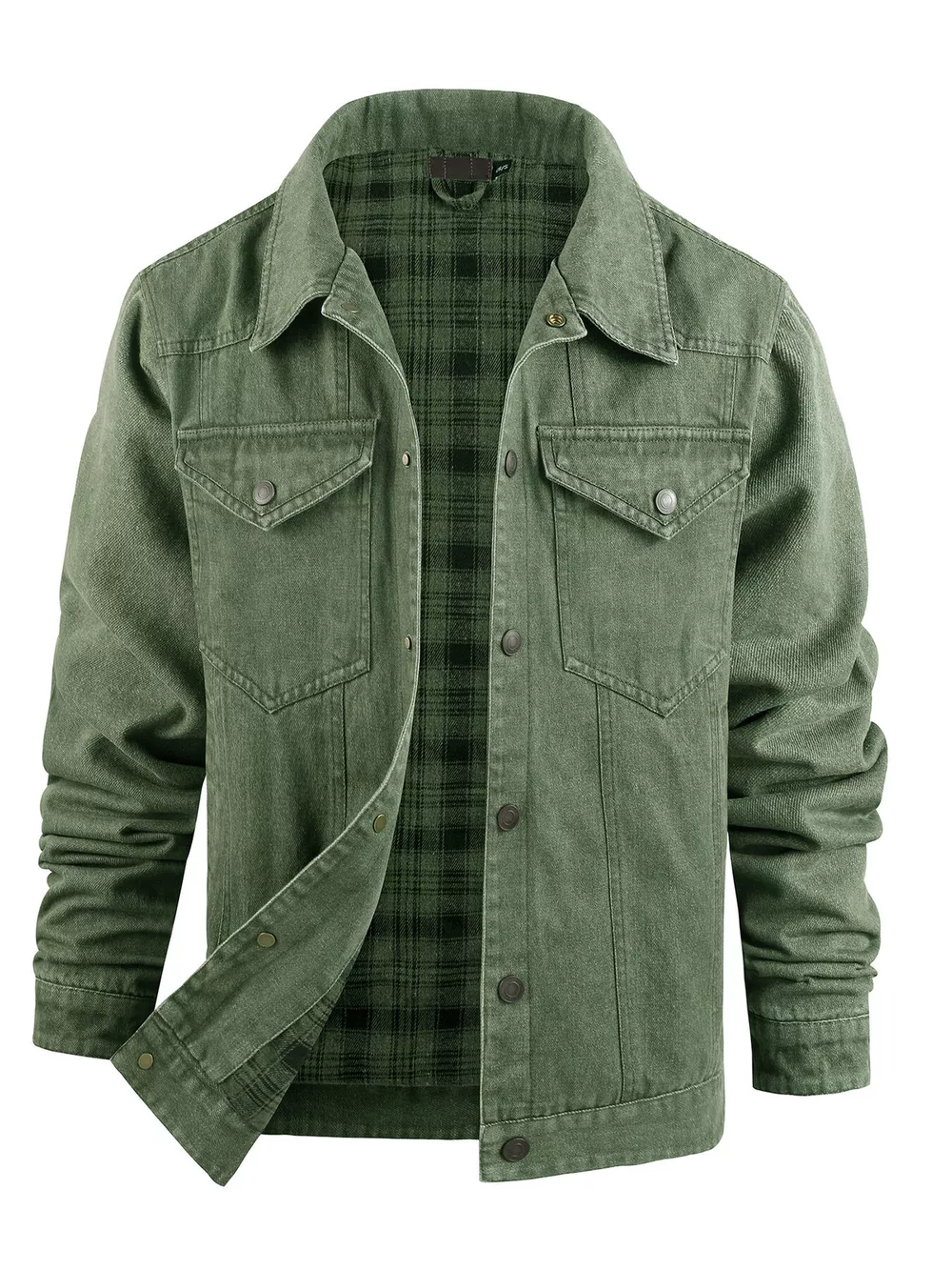 Men's Casual Snap Down Denim Jacket, image 8