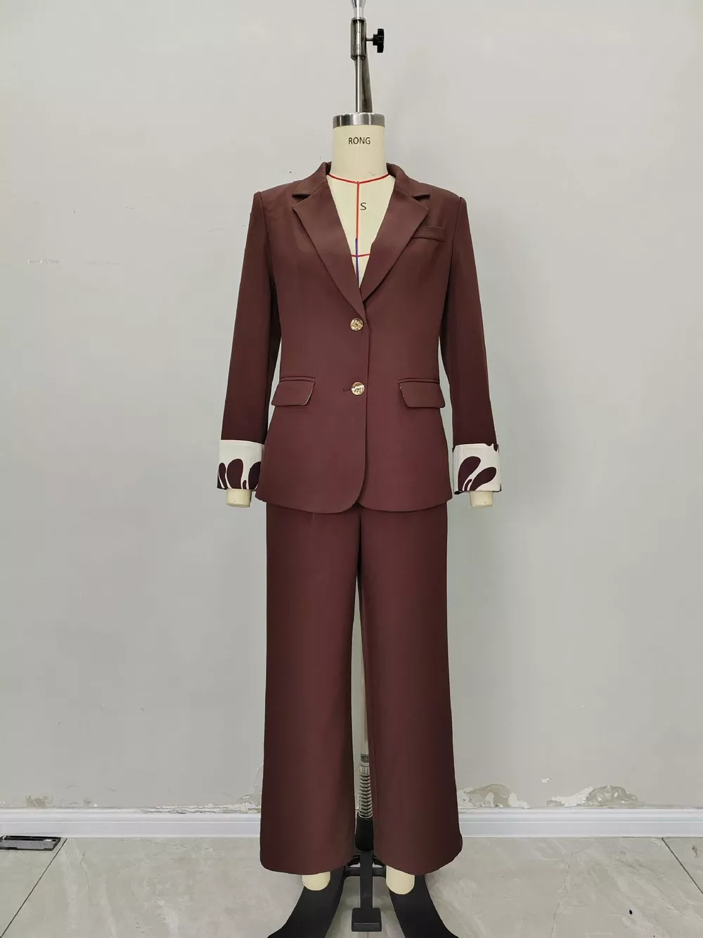 Lapel Collar Blazer and Wide Leg Pants Set, image 7