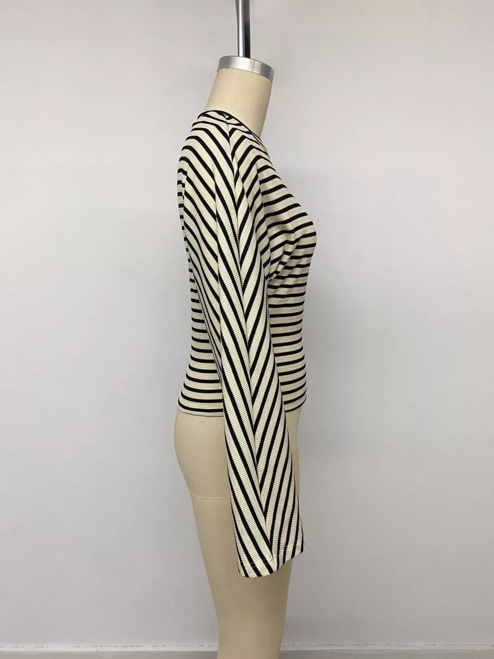 Striped Batwing Sleeve Crew Neck T-Shirt, image 11