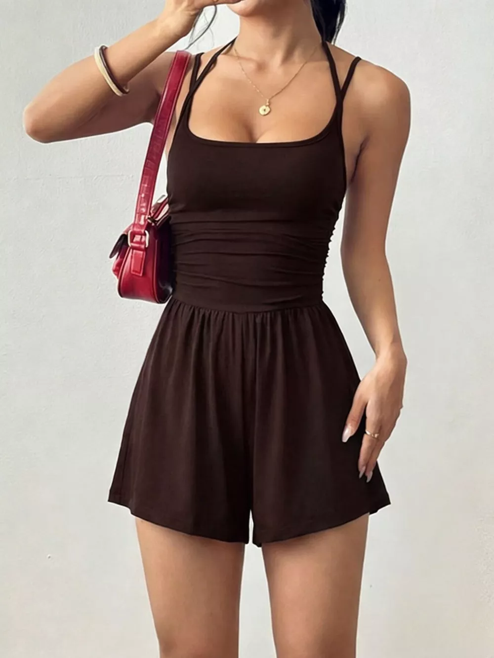 Ruched Spaghetti Strap Romper, image 11