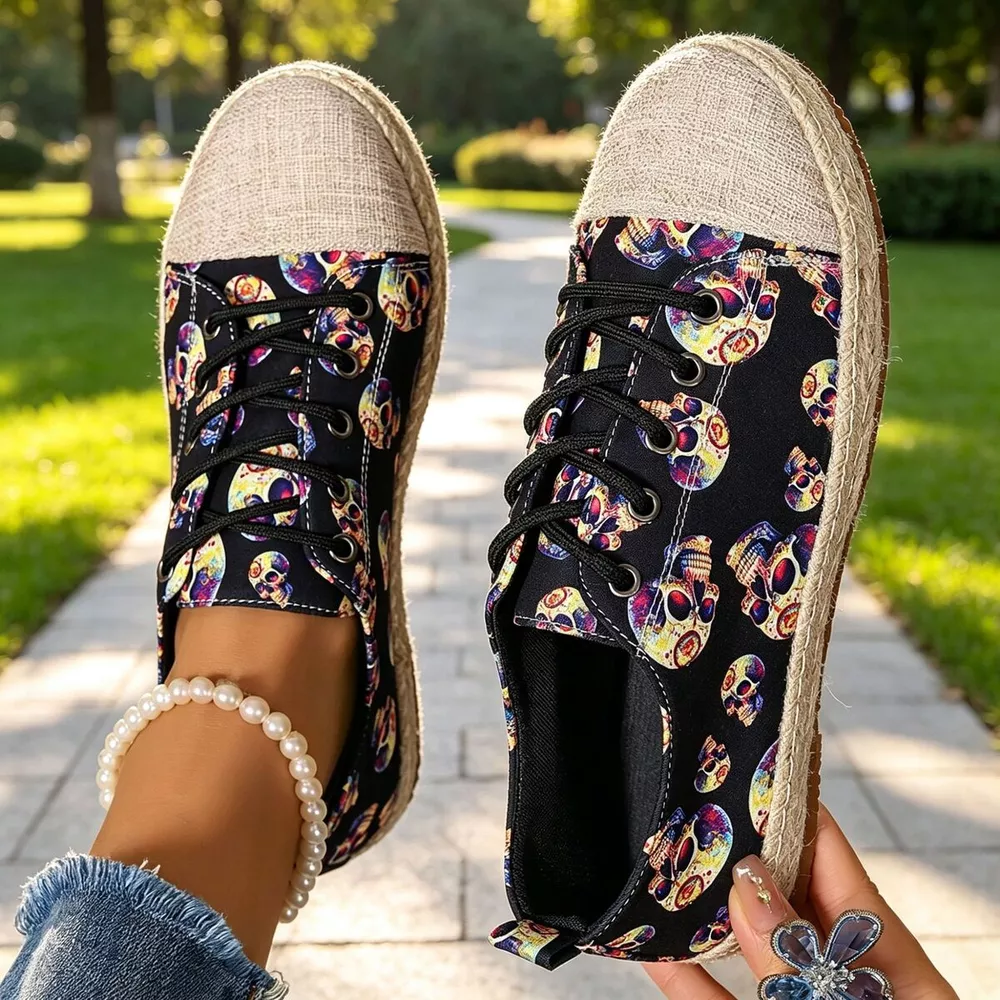 Lace-Up Flat Round-Toe Breathable Sneakers, image 2