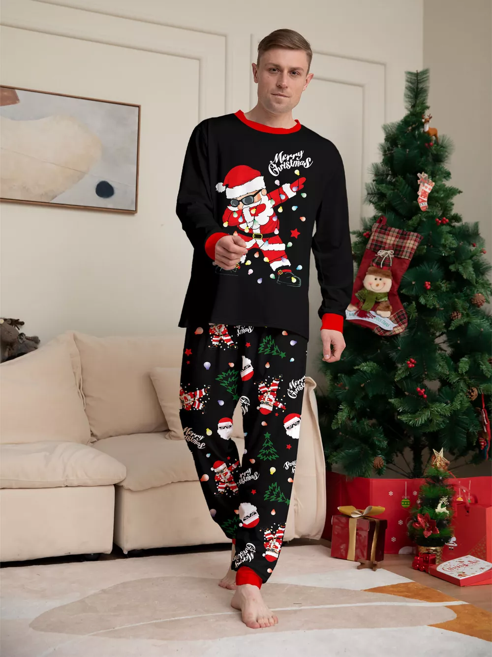 Full Size Family Matching Christmas Santa Pajamas Set Plus Size, image 6