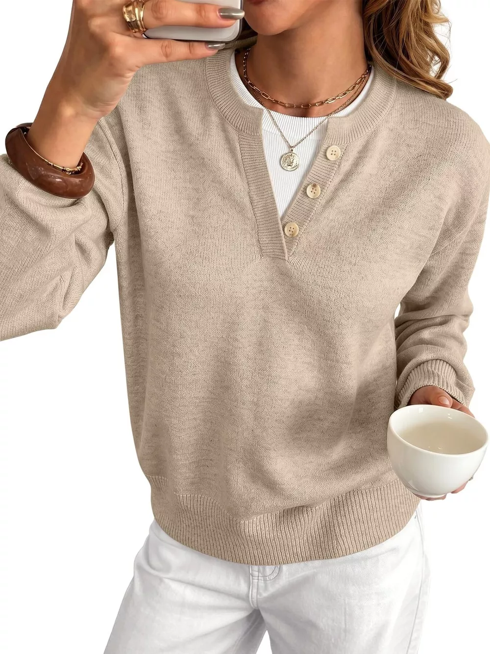 Long Sleeve Dropped Shoulder Sweater, image 2