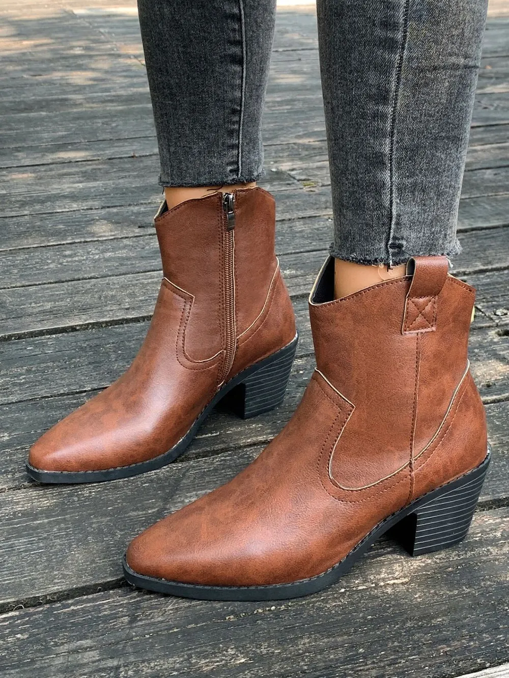 Point Toe Block Heels Boots, image 8