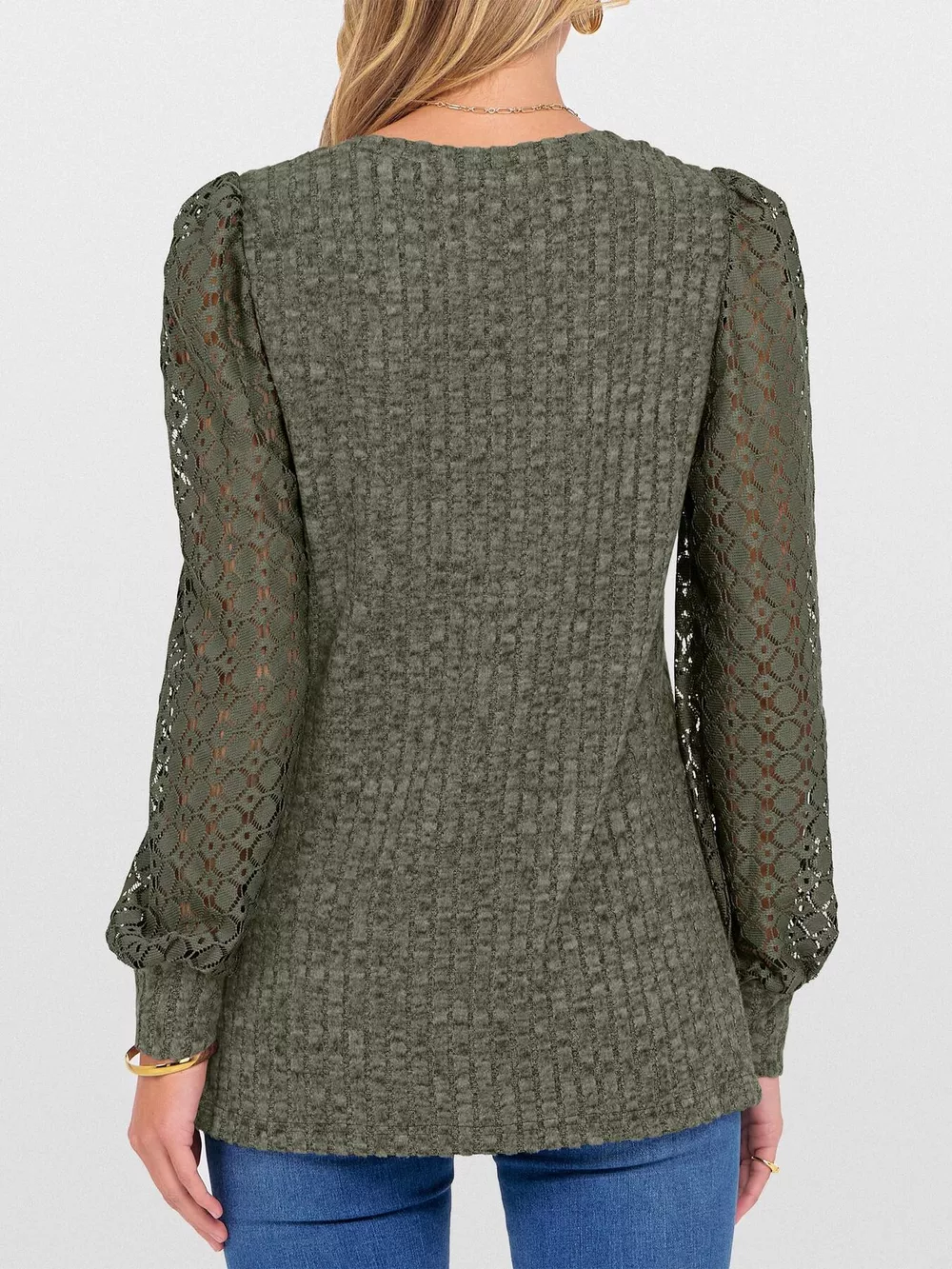 Lace Sleeve V-Neck T-Shirt, image 23