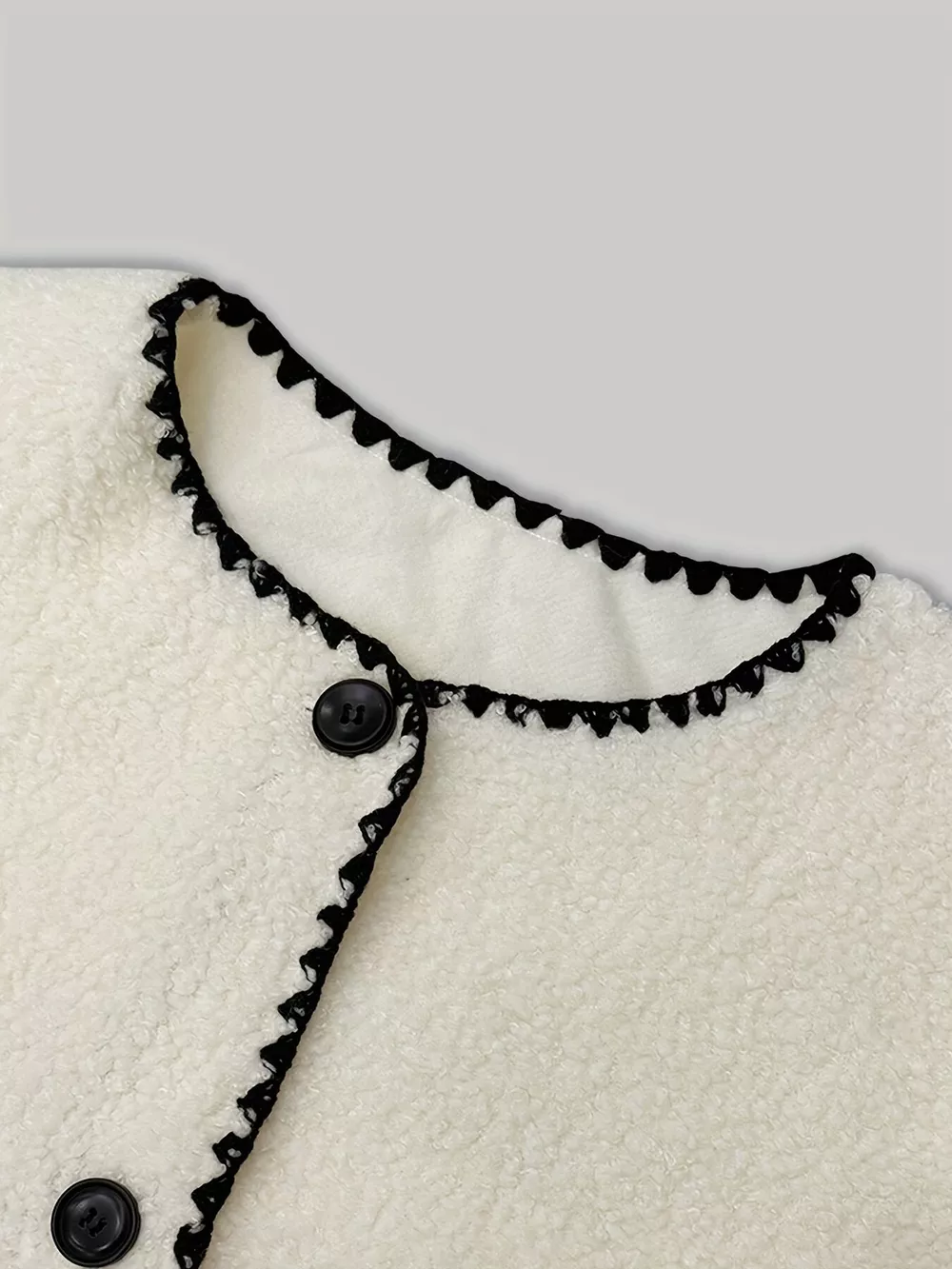 Faux Shearling Contrast Trim Button-Down Outerwear, image 8