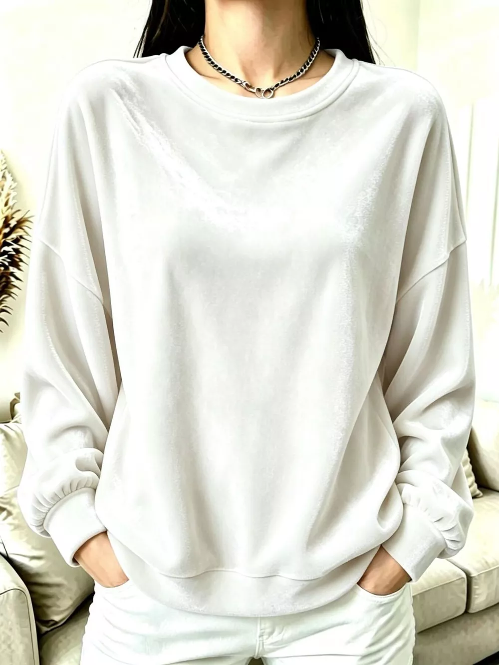 Full Size Velvet Dropped Shoulder Sweatshirt Plus Size, image 6