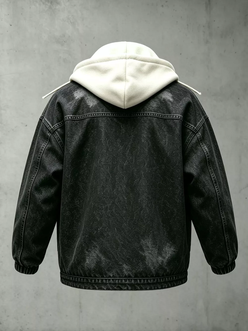 Men's Plus Size Streetwear Washed Snap Down Denim Jacket with Detachable Hood, image 6