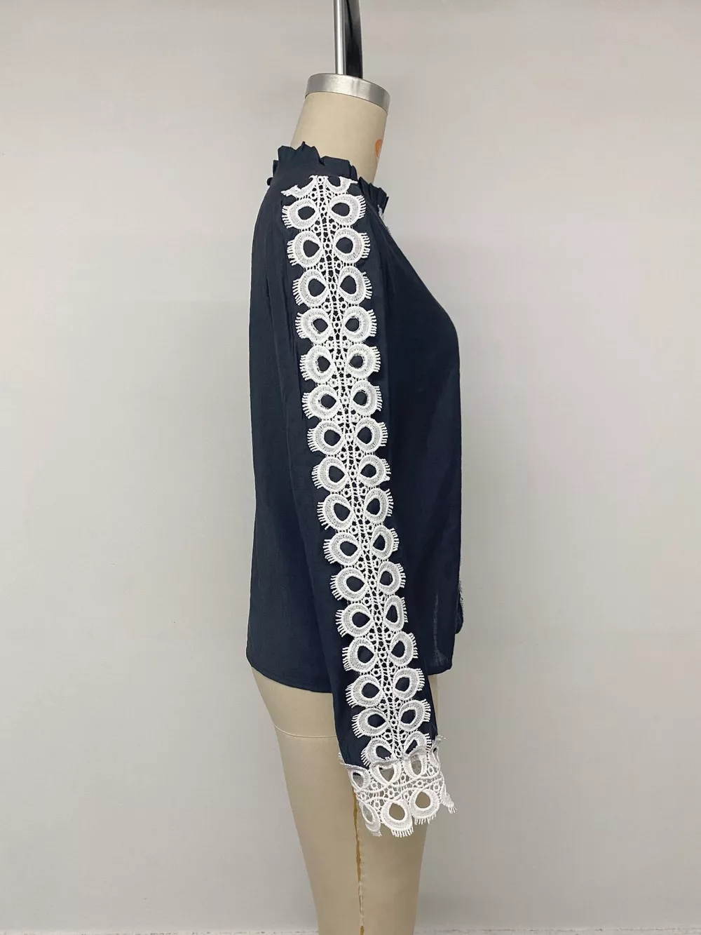 Lace Trim Long Sleeves Blouse, image 14