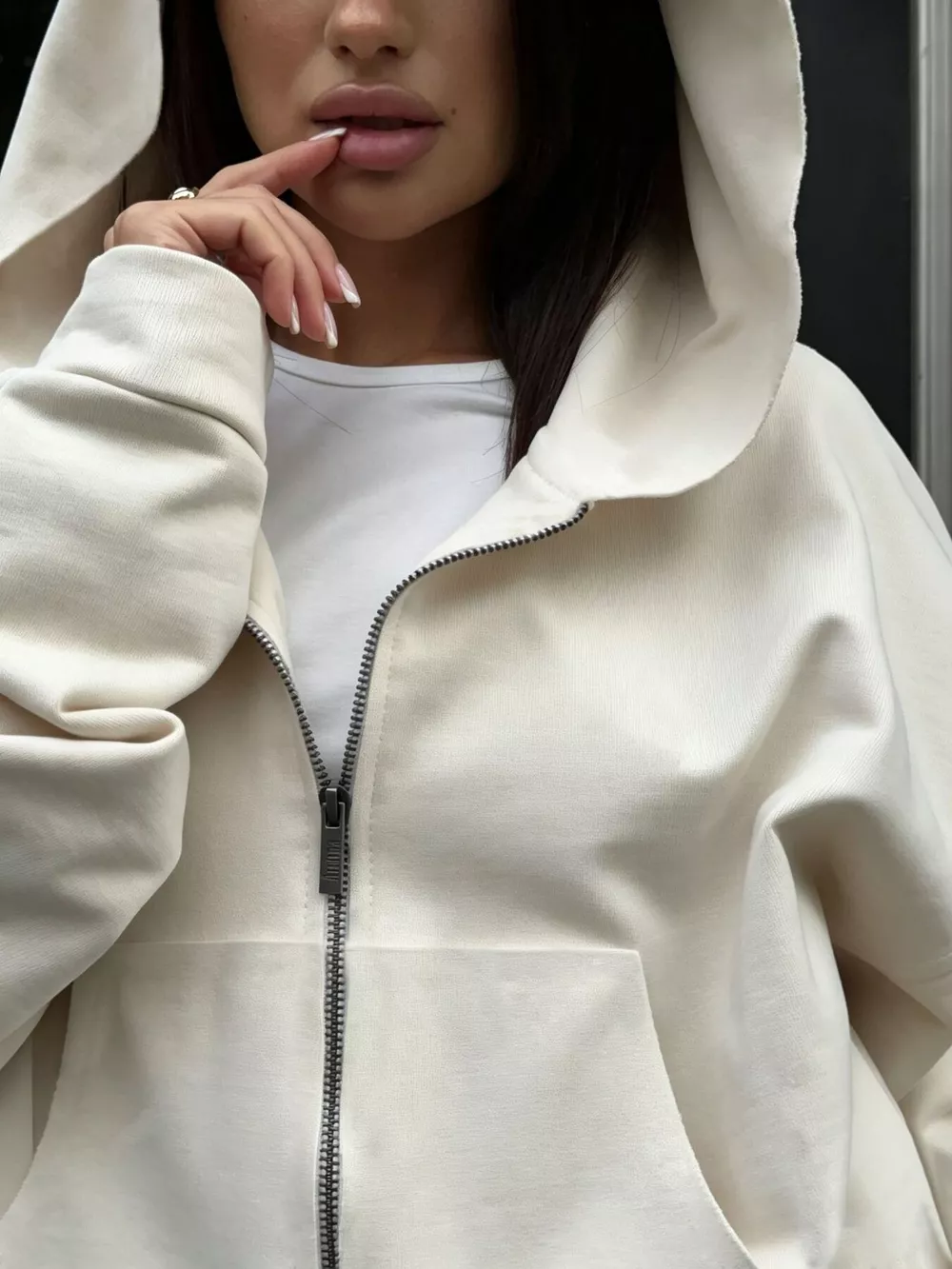 Casual Zip-Up Hoodie and Wide-Leg Sweatpants Set, image 6