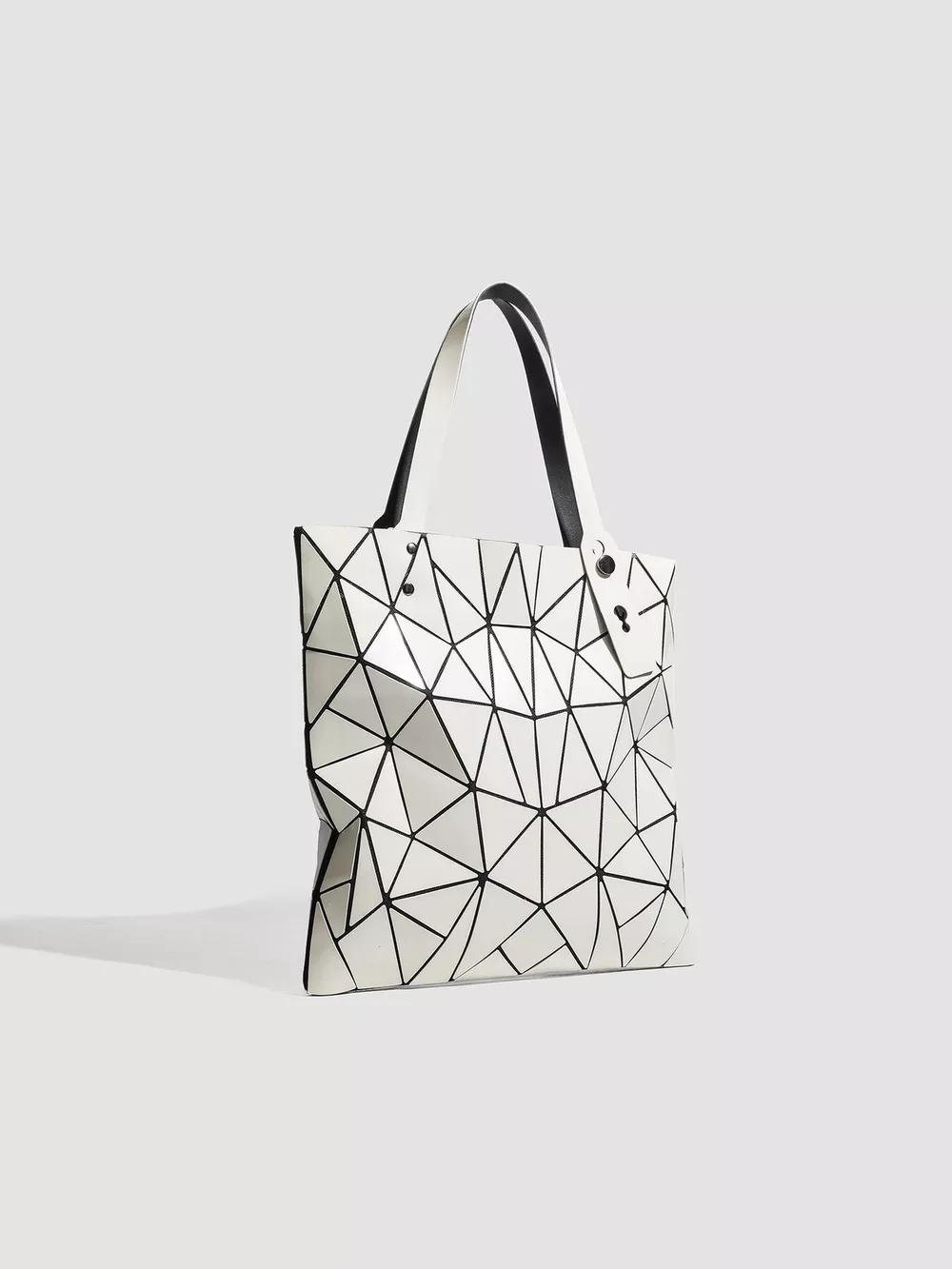 Geometric Glossy Paneled Handbag, image 7