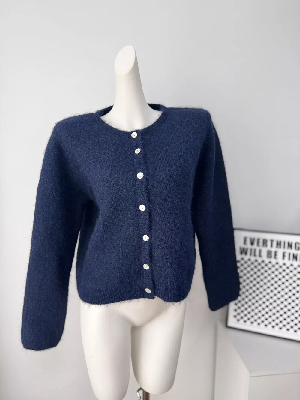 Fuzzy Knit Button-Down Cardigan, image 2