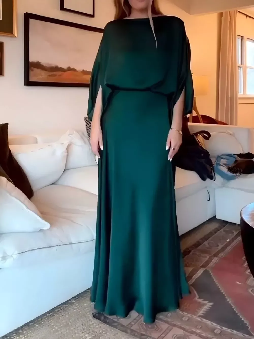 Full Size Elegant Batwing Sleeve Maxi Dress Plus Size, image 7