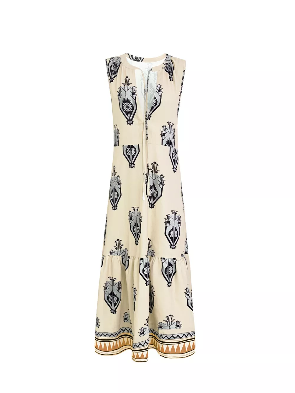Printed Sleeveless Maxi Dress, image 2