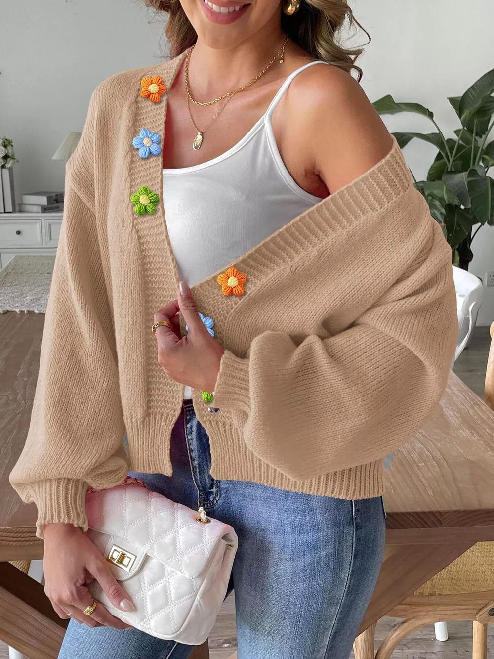 Flower Open Front Cardigan, image 16