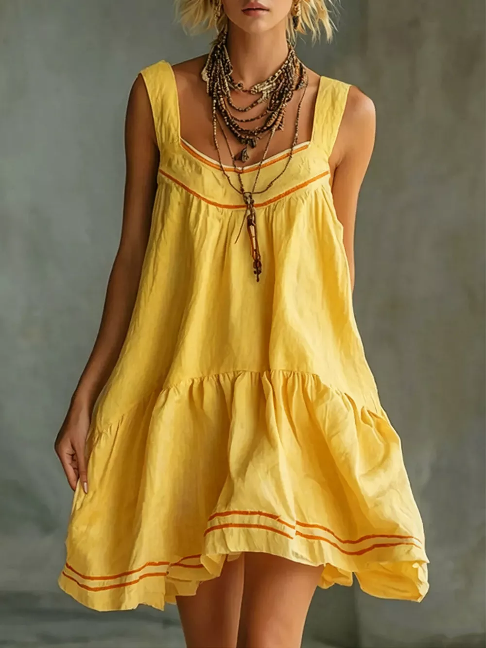 Full Size Sleeveless Tiered Mini Dress Plus Size, image 11