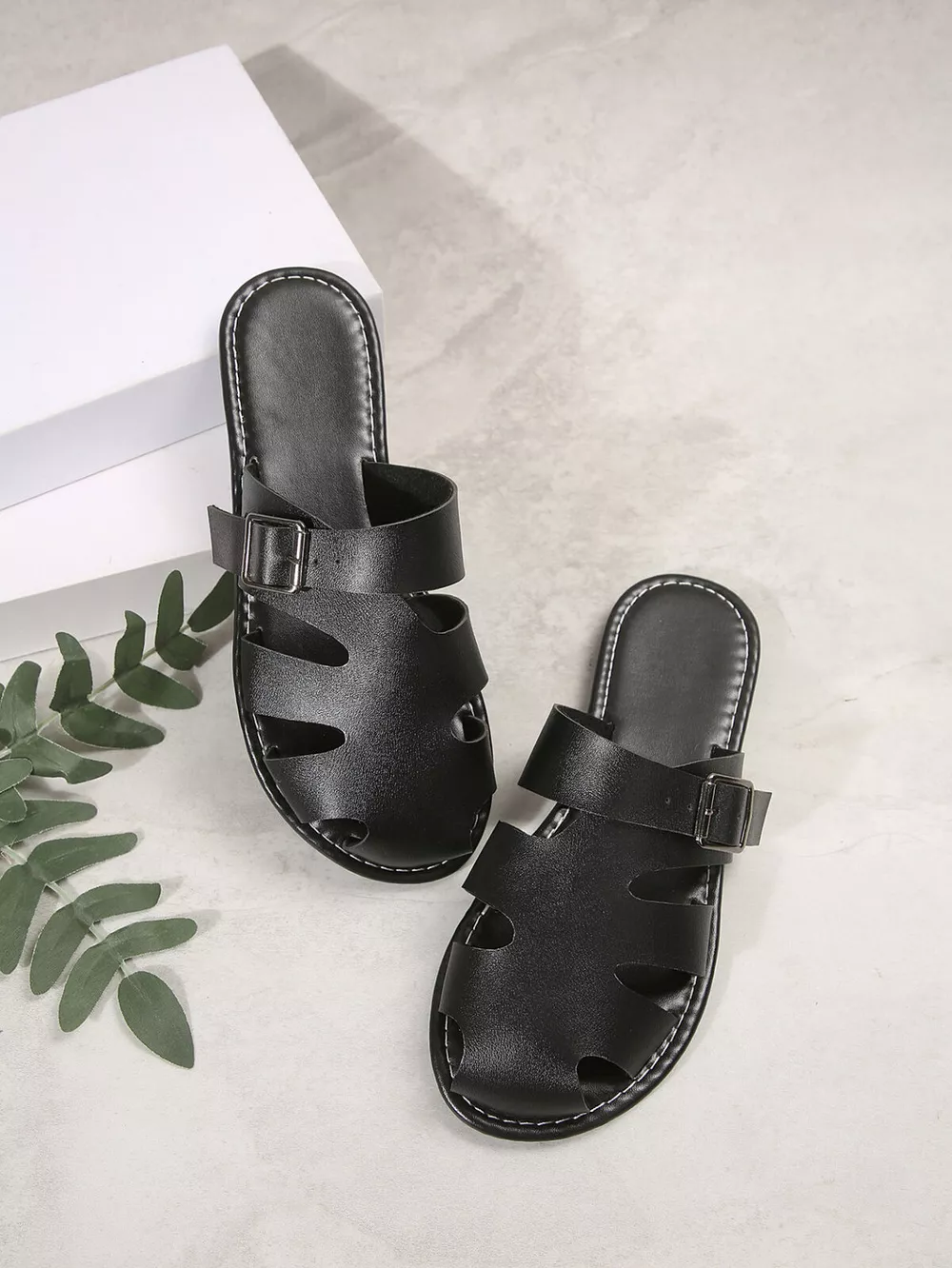 Comfortable Slip-On Leather Sandals with Adjustable Buckle, image 5