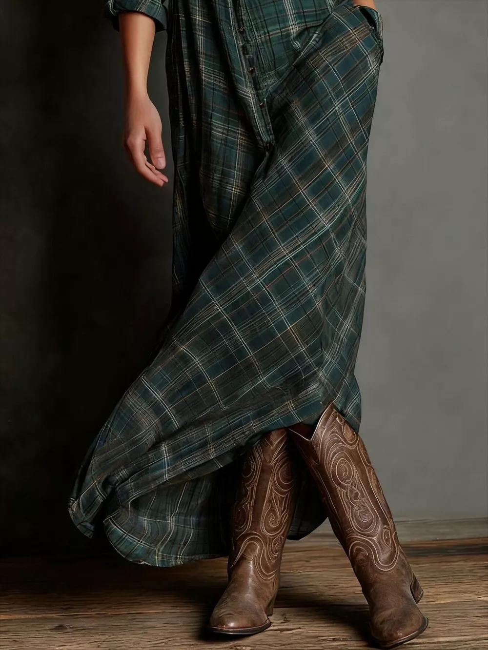 Full Size Plaid Button-Down Maxi Dress Plus Size, image 8