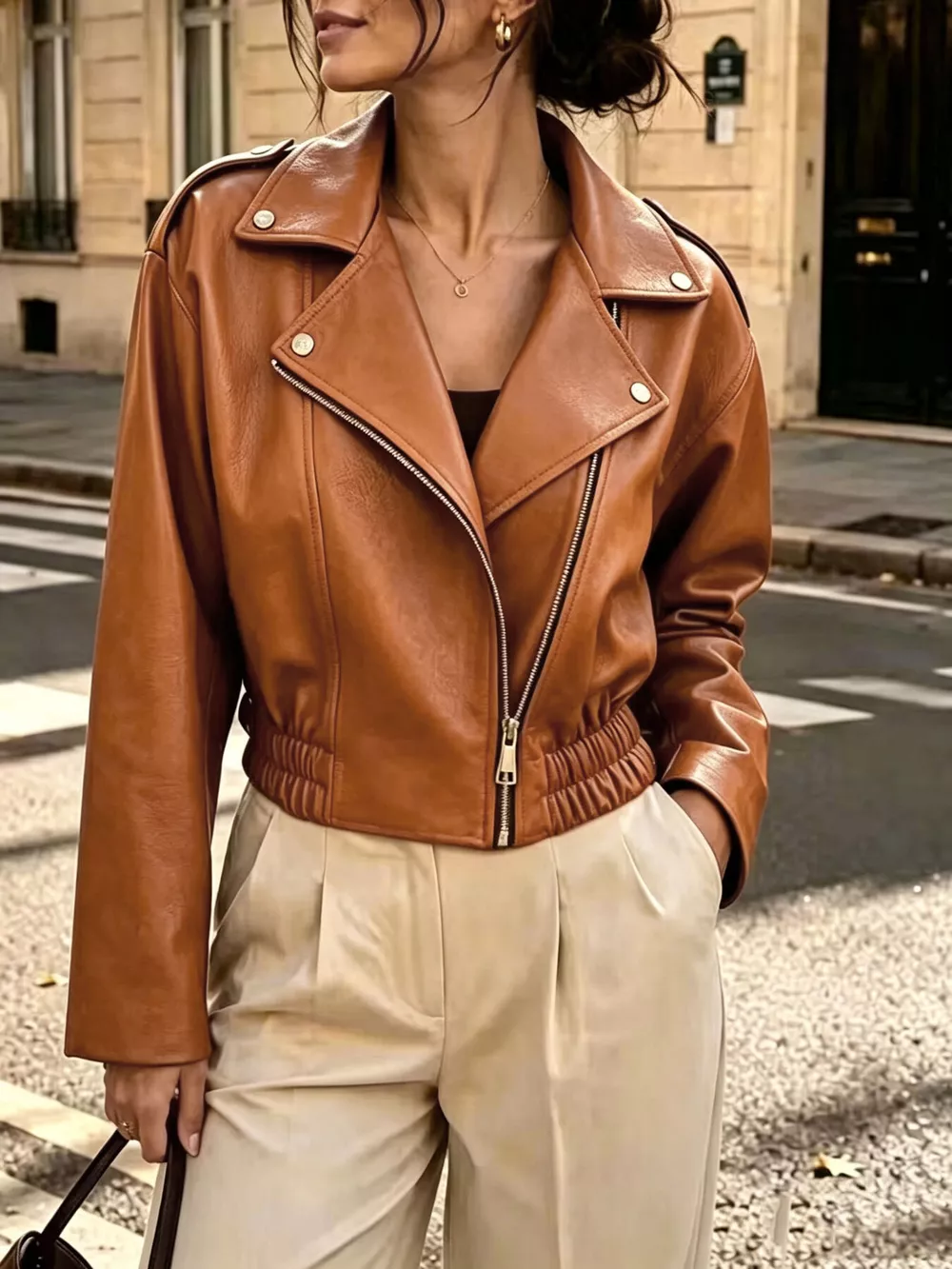 Faux Leather Zip Up Jacket