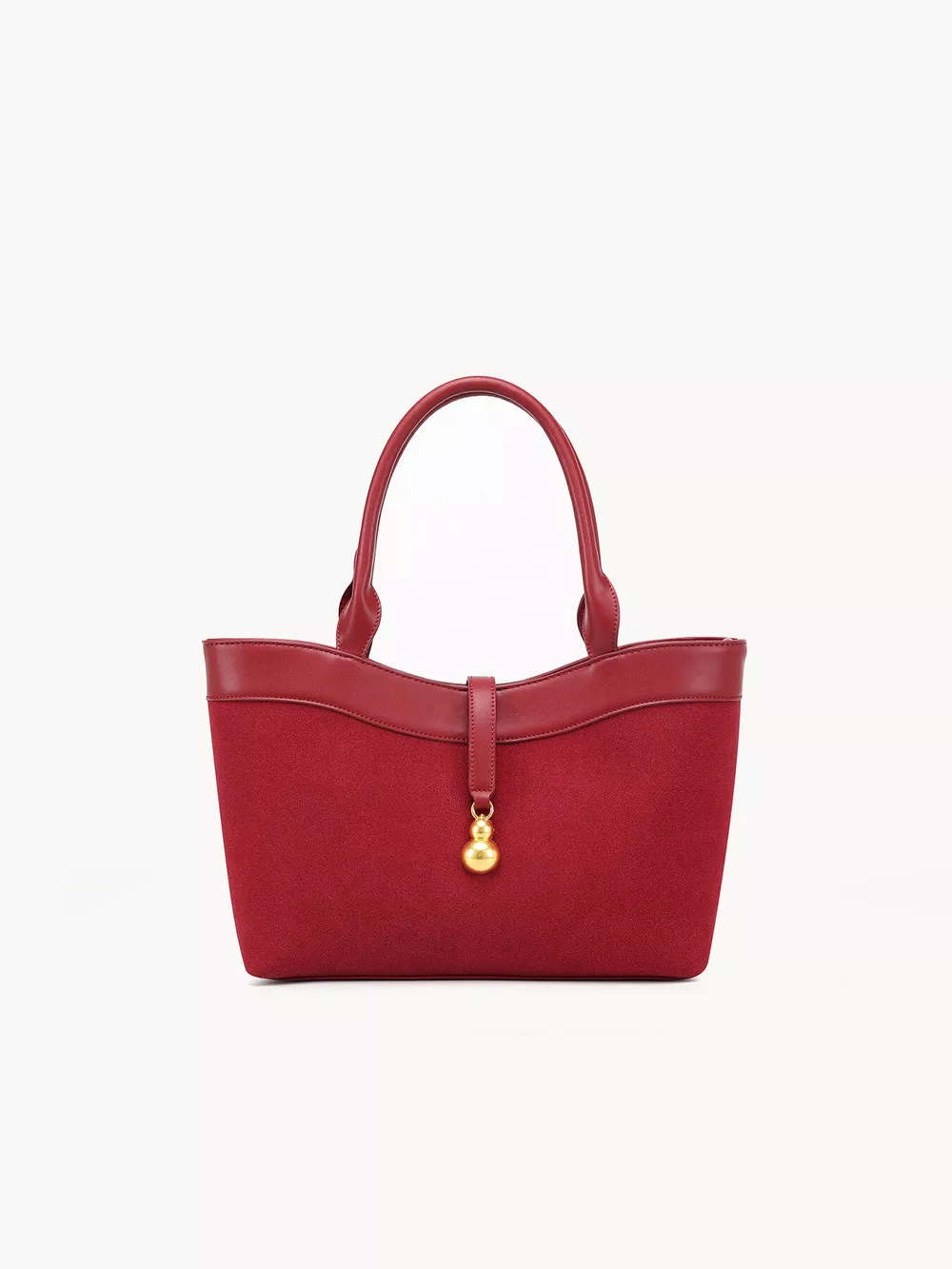 Suede Crossbody Bag with Gold Charm, image 8